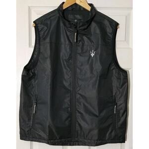 MASERATI CAR FULL ZIP POLY VEST LINED MENS LARGE MOCK JACKET ZIP POCKETS